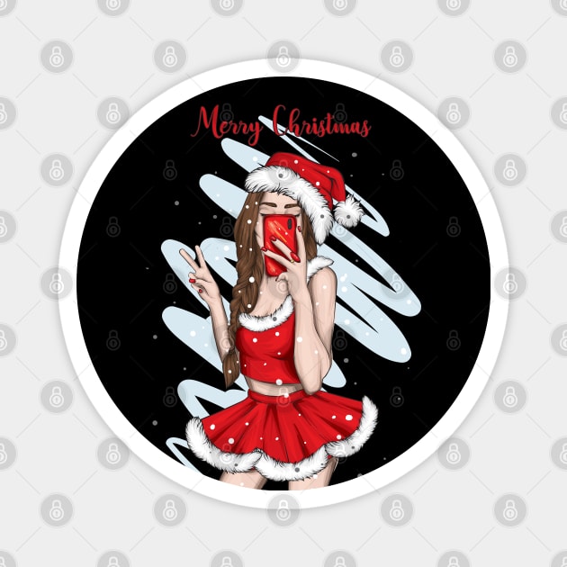 Christmas pinup girls Magnet by MZeeDesigns